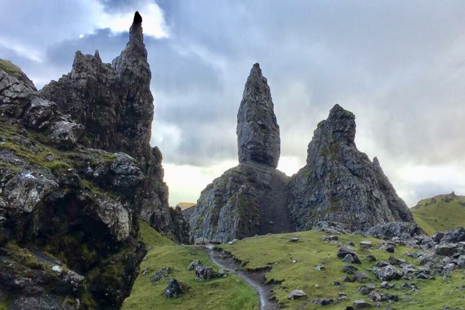 The Needle and Old Man of Storr on the Trotternish Ridge on the Isle of Skye