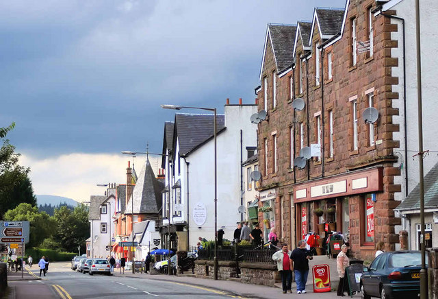 Main Street in Aberfoyle in the Trossachs of Scotland