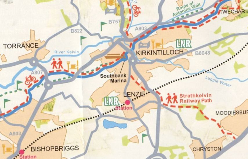 Map of Strathkelvin Railway Path from Lenzie to  Moodiesburn