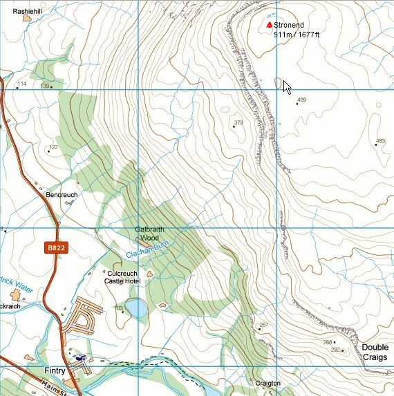 Map of Stronend in the Fintry Hills