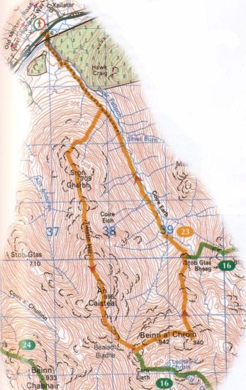 Route Map of Beinn a Chroin
