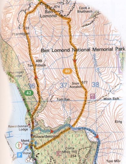 Route Map for Ben Lomond