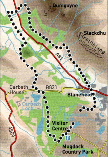 Route Map of West Highland Way from Milngavie to Dumgoyne