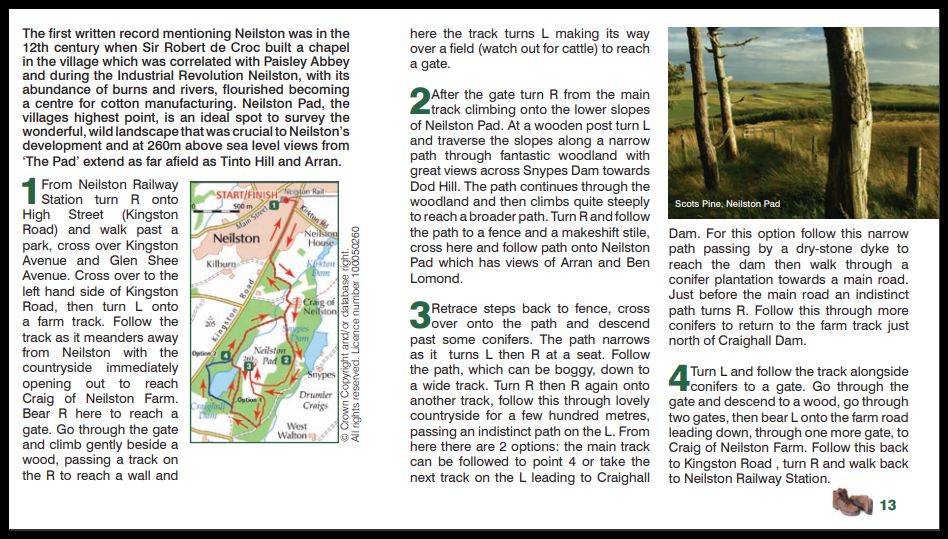 Route Description and Map of Walk around Neilston Pad