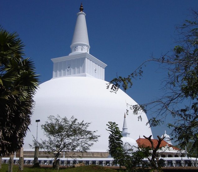 Ruvanvelisaya Dagoba in the ancient city of Anuradhapura in northern Sri Lanka