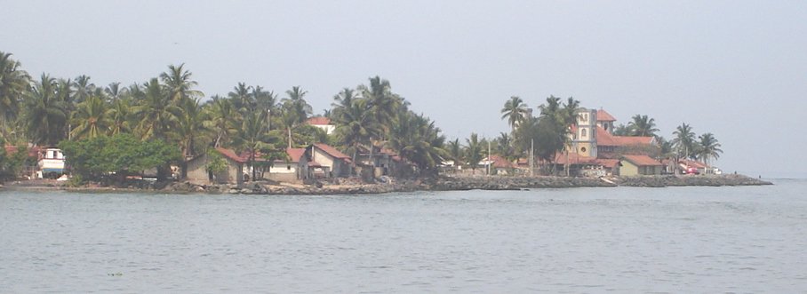 Headland across lagoon from waterfront at Negombo Town