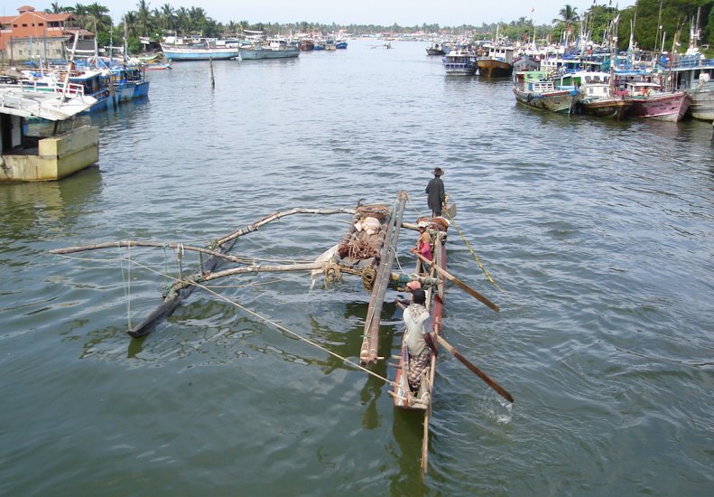 Outrigger Fishing Boat in lagoon at Negombo Town
