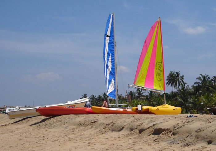 Laser Sailing Dinghies on beach at Negombo on West Coast of Sri Lanka