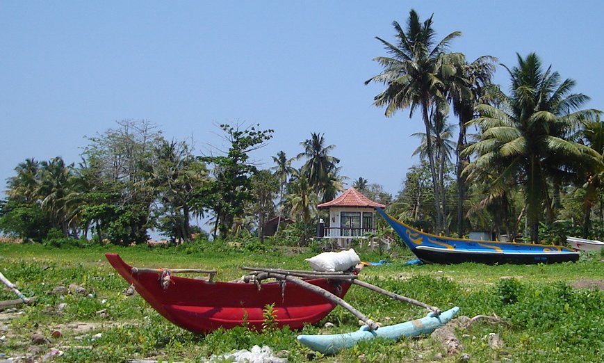 Fishing Boats on Nilwala Ganga River at Matara on the South Coast of Sri Lanka