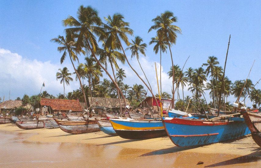 Fishing Boats on Beach in Tangalle on the South Coast of Sri Lanka