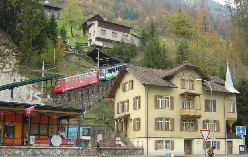 Terminus for the cog-and-pinion railway to Mount Pilatus at Alpnachstad