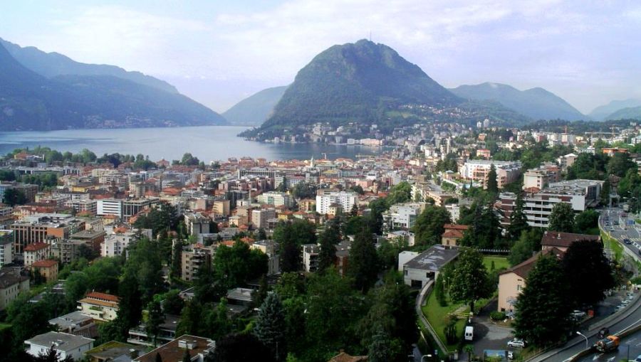 Lugano and Monte San Salvatore in SE Switzerland
