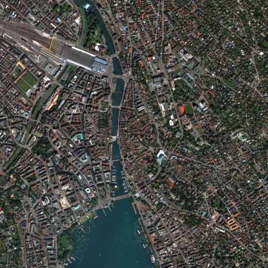 Satellite view of the City of Zurich