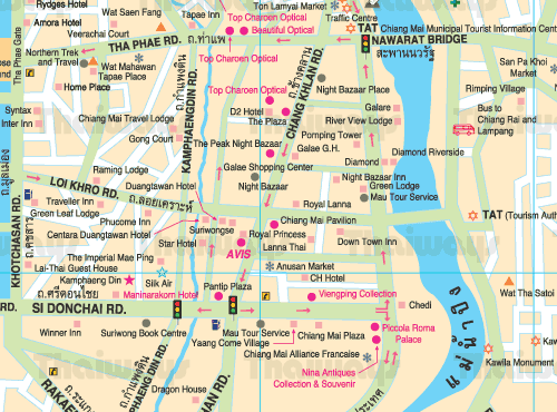 Street Map of Chiang Mai in northern Thailand