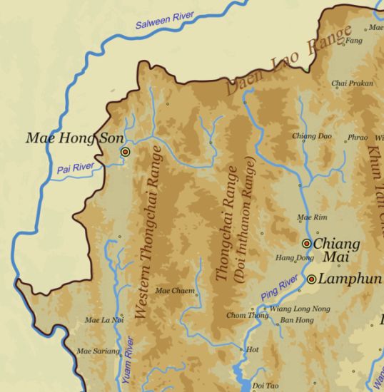 Map of the Highlands of North West Thailand