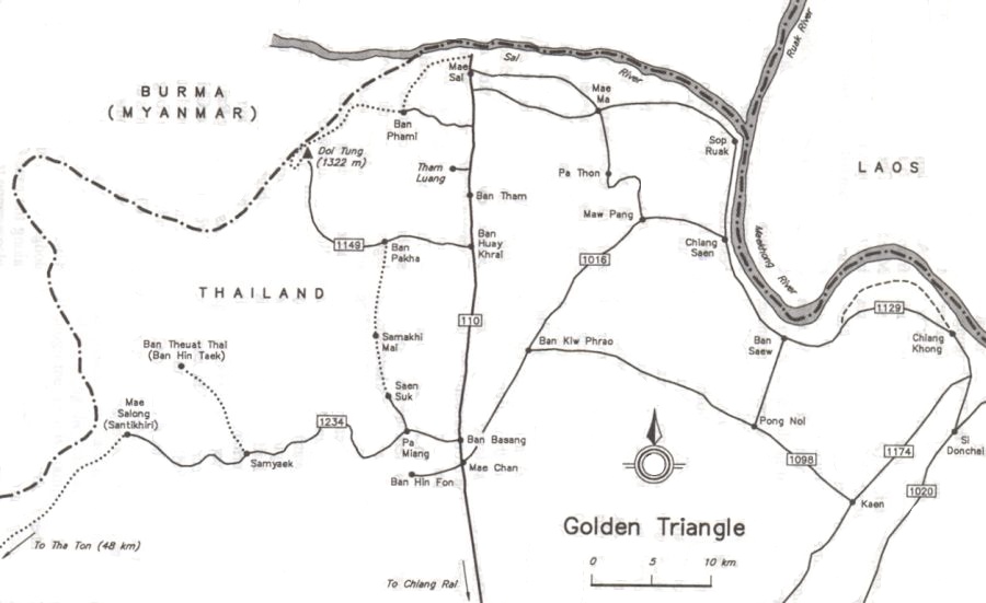 Map of the Golden Triangle region of Northern Thailand