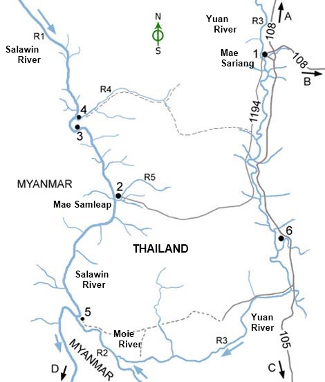 Map of Rivers in NW Thailand