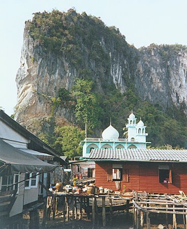 Mosque in Moslem Village on Ko Panyi in Phang Nga Bay in Southern Thailand