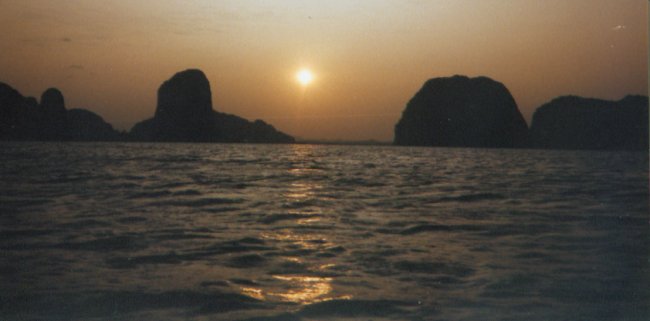 Sunset on Phang Nga Bay in Southern Thailand