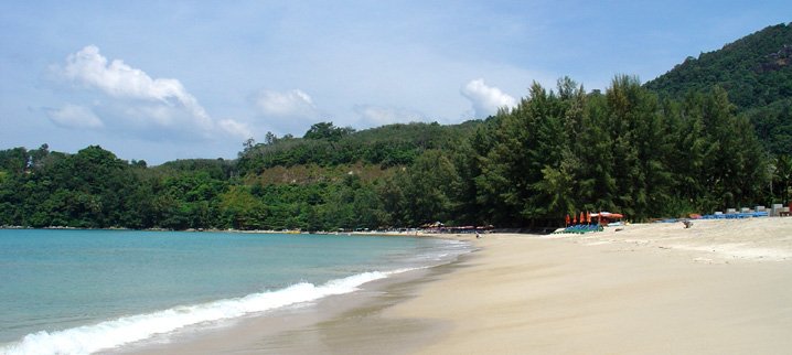 Long, white sand Beach at Ao Kamala on Ko Phuket in Southern Thailand