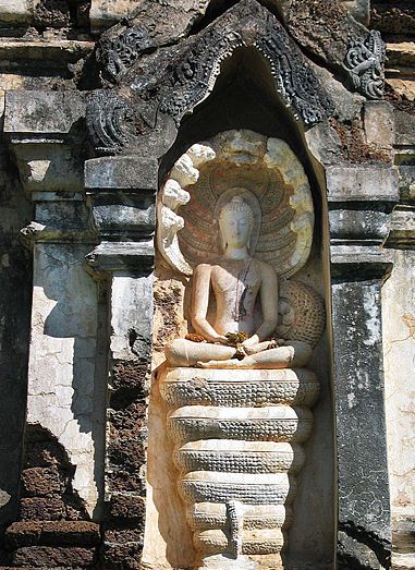 Buddha icon in Si Satchanalai Historical Park in Northern Thailand