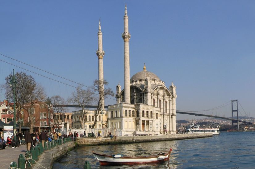 Ortakoey Mosque and Bosphorous Bridge in Istanbul