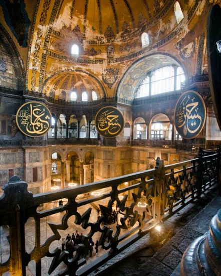 Interior of Sancta ( Hagia ) Sophia in Istanbul