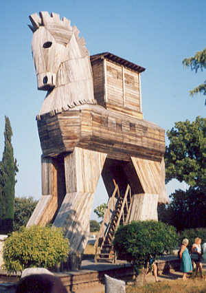 Wooden ( Trojan ) Horse at Troy on Aegean Coast of Turkey