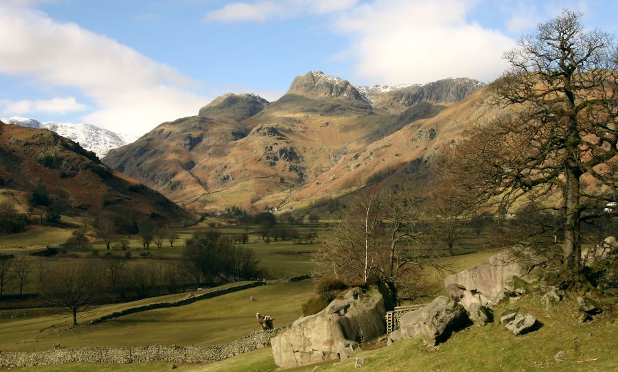 Langdale Pikes in Great Langdale in The Lake District of NW England