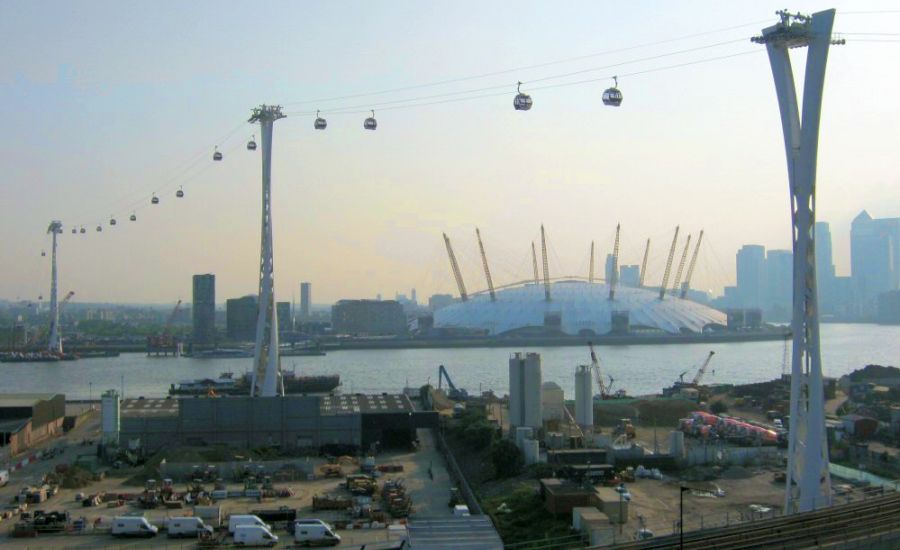 The Emirates Airline cable car over the River Thames in London