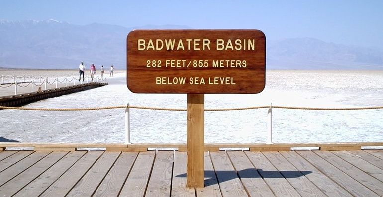 Sign Post at Badwater Basin in Death Valley