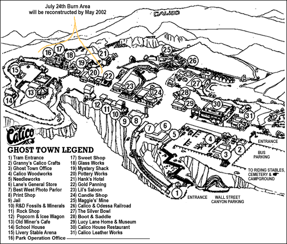 Map of Calico Ghost Town