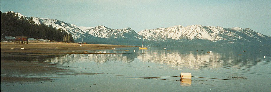 Lake Tahoe in springtime ( From the southern shore looking west to Maggie's Peaks )