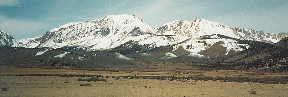 Mount Langley and Lone Pine Peak in the Sierra Nevada on approach to Mount Whitney from Owens Valley