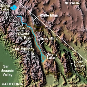 Location Map of Mono Lake in Owen's Valley