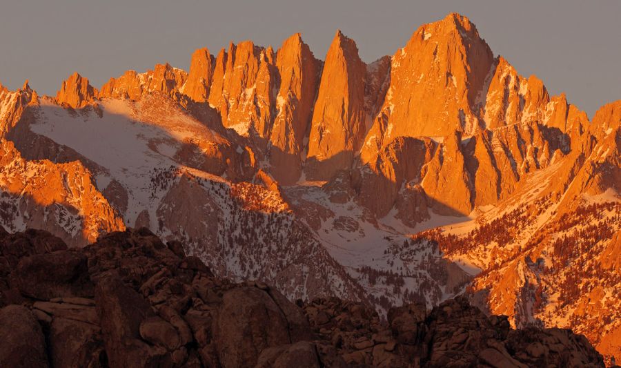 Sunrise on Mt. Whitney in the Sierra Nevada of California - highest mountain in the contiguous states of the USA