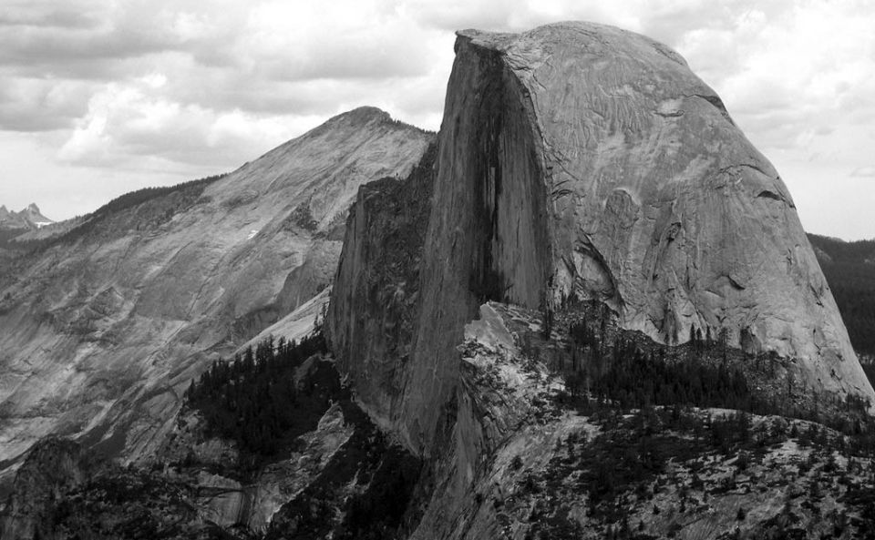 Half Dome granite monolith in Yosemite Valley National Park in California