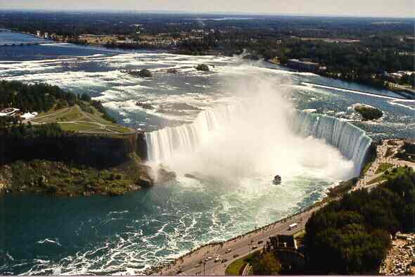 Niagara (Horseshoe) Falls from Skylon Tower, 250m, Canada