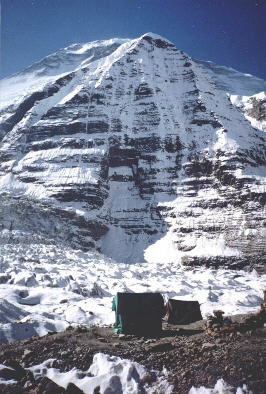 Little Eiger Face of Dhaulagiri I from Base Camp on Chonbarden Glacier on the Circuit of Mt. Dhaulagiri, Nepal Himalaya 
