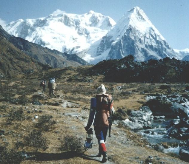 Kangchenjunga Region: Mts. Kabru and Ratong on approach to the Yalung Glacier