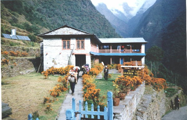 Trekking lodge at Chomrong on route to Annapurna Sanctuary