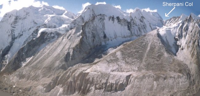 Sherpani Col from above Makalu Advanced Base Camp