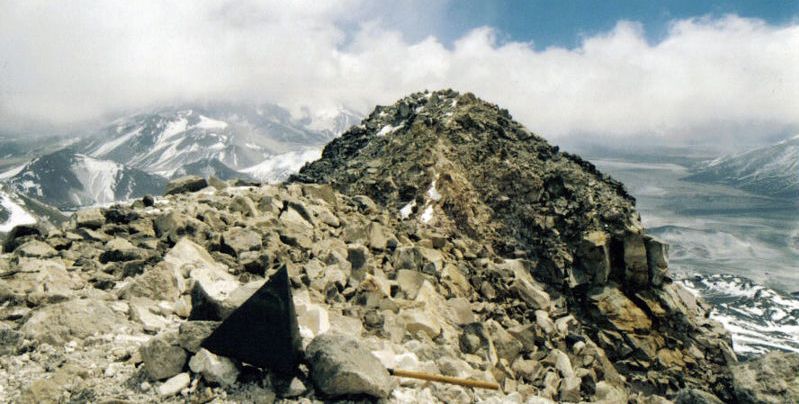 Summit of Ojos del Salado - 6885 metres - highest mountain in Chile