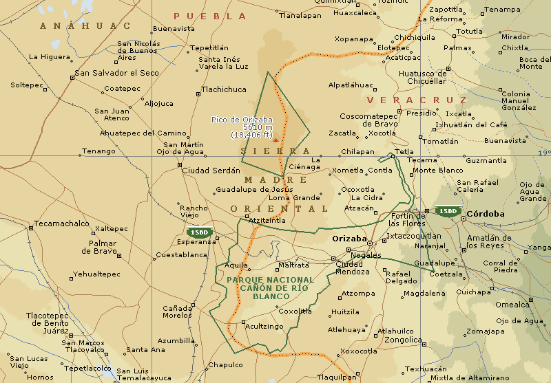 Location Map for Pico de Orizaba