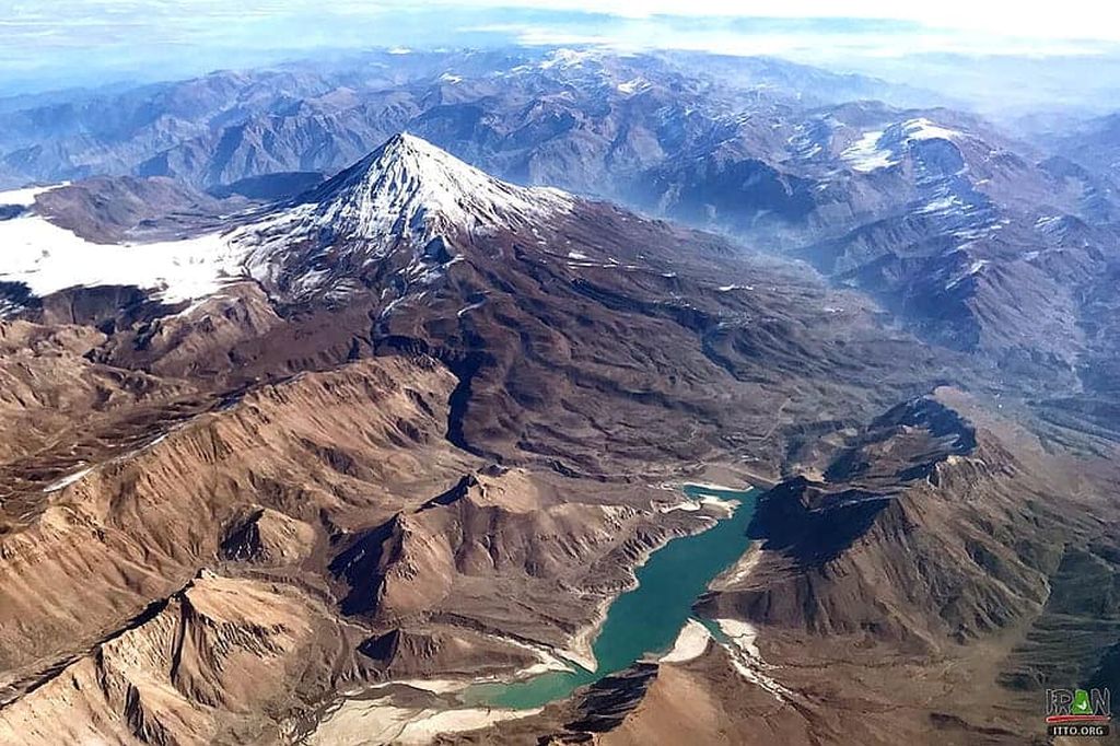 Aerial view of  Damavand - highest mountain in Iran