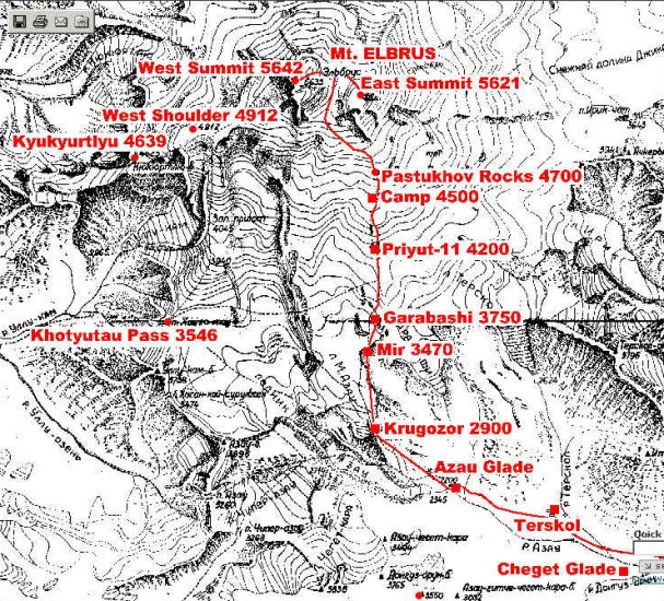 Map of Elbrus