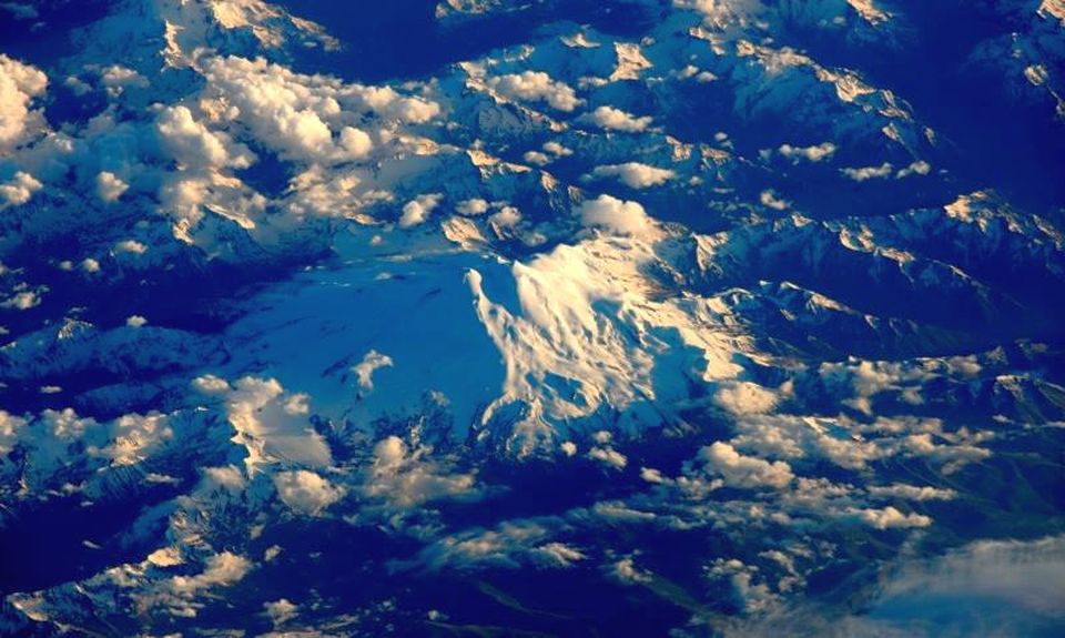 Satellite view of Elbrus - the highest mountain in Europe and the Caucasus
