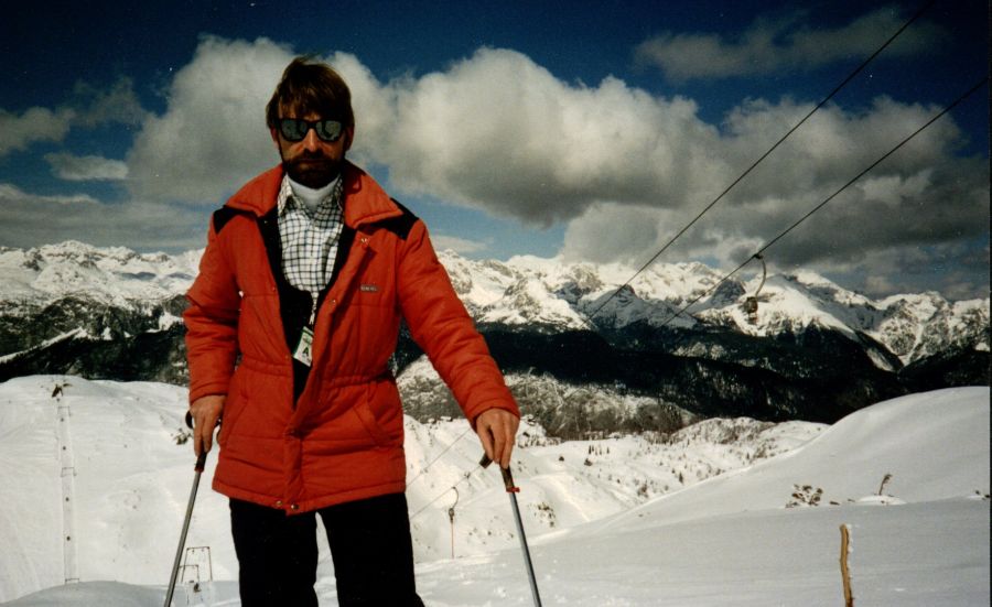 Ski-ing on Mt. Vogel in the Julian Alps of Slovenia