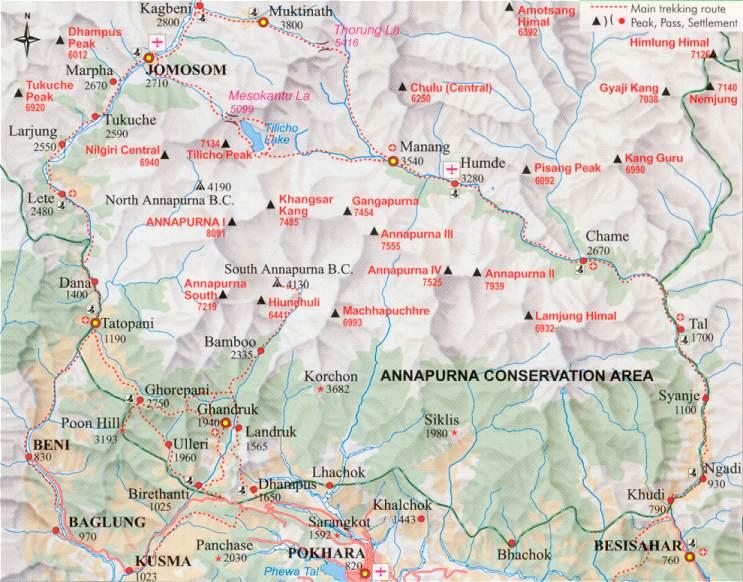 Map of the Annapurna Himal Region