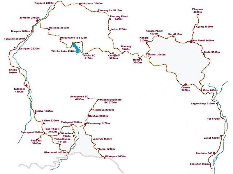 Map of the Annapurna Himal Region